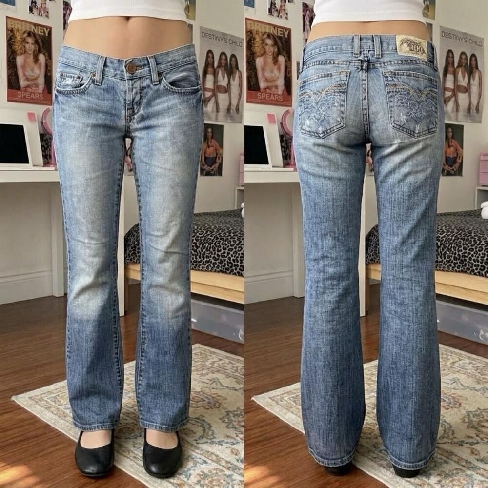 Y2K Lucky Brand Gene Montesano Low Rise Flared Jeans 00 24 Grunge Lil Gem Jean